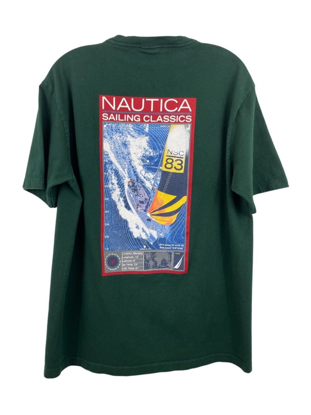 Nautica Mens NS-83 Sailing Classics Graphic T-Shirt Green Size Medium
